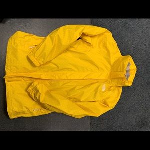 North face yellow polka dot rain coat